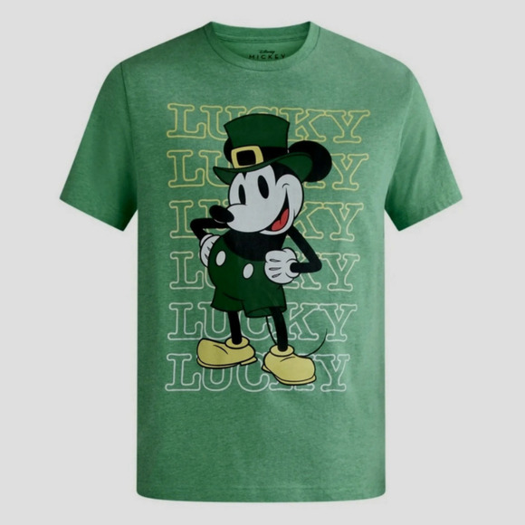 St. Patrick's Day Mickey Mouse Lucky Green Graphic T-Shirt - Mens XL - Picture 1 of 14